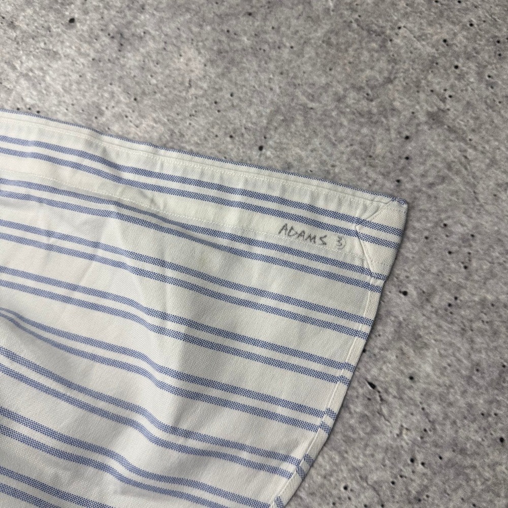 Vntg Polo Ralph Lauren Yarmouth 16.5 33 Button Down White Blue Stripe Flesh Pony - Picture 3 of 11